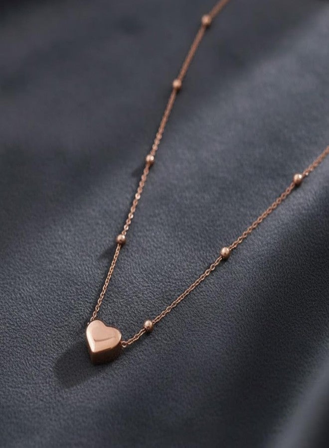 Peora Rose Gold Plated Stylish Heart Shape Pendant Chain Necklace Fashion Jewellery for Women & Girls - Image 3