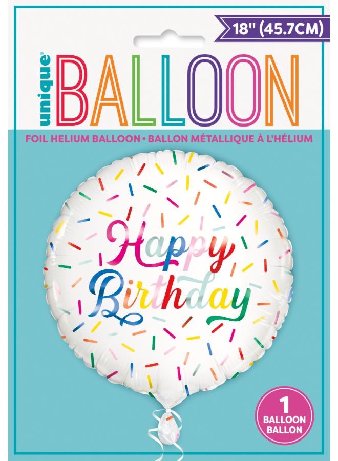 Unique 18" Package Sprinkle Happy Birthday Foil Balloon - Image 2