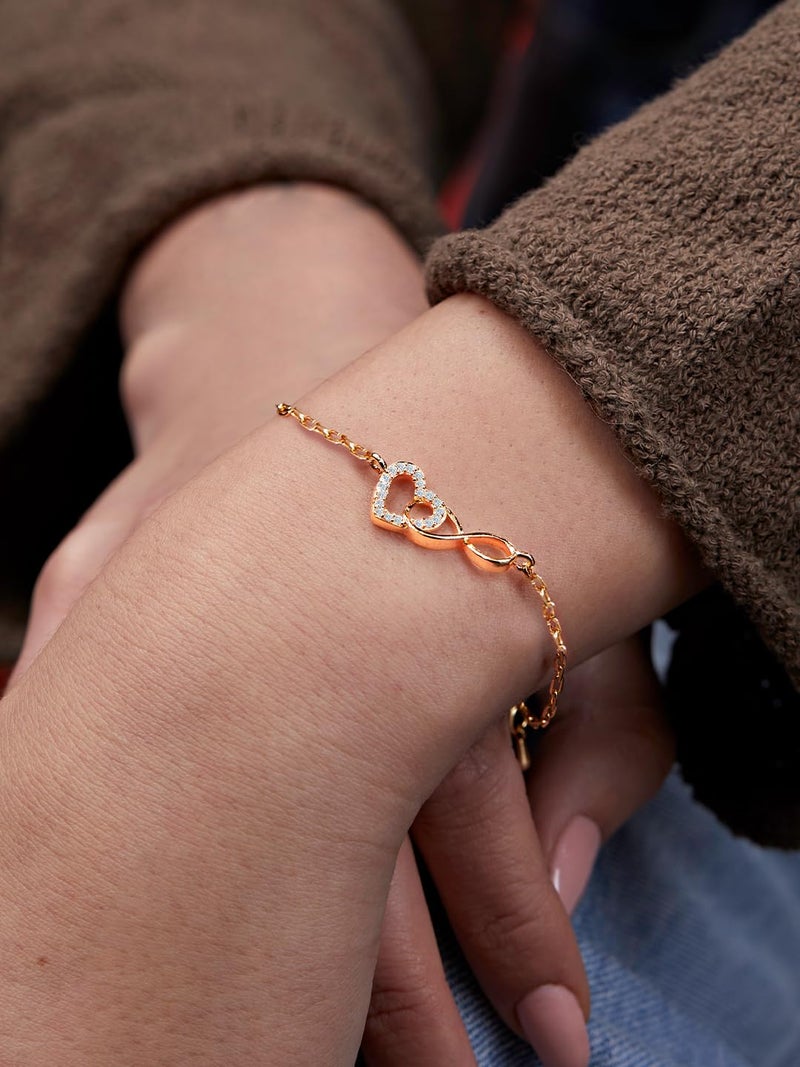 MINUTIAE Gold-Plated Crystals Link Bracelet For Womens and Girls_MNT0378_G - Image 2