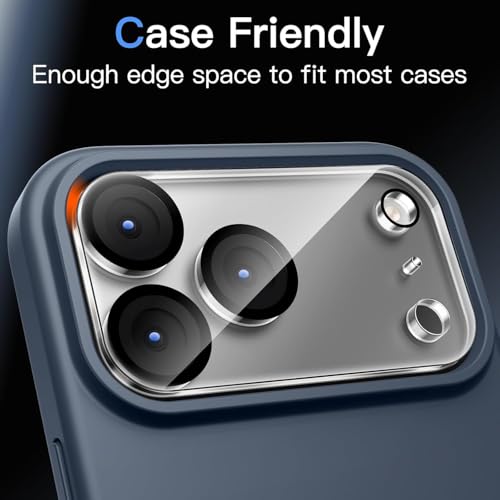 CASENED (2 Pack Camera Lens Protector Tempered Glass for iPhone 17 Pro - Alloy Metal Cover with Tempered Glass - Scratch Resistant, Easy Installation - Image 3