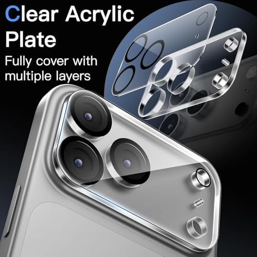 CASENED (2 Pack Camera Lens Protector Tempered Glass for iPhone 17 Pro - Alloy Metal Cover with Tempered Glass - Scratch Resistant, Easy Installation - Image 5