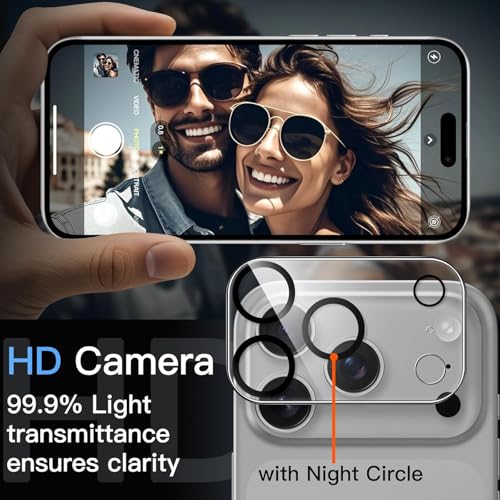 CASENED (2 Pack Camera Lens Protector Tempered Glass for iPhone 17 Pro - Alloy Metal Cover with Tempered Glass - Scratch Resistant, Easy Installation - Image 4
