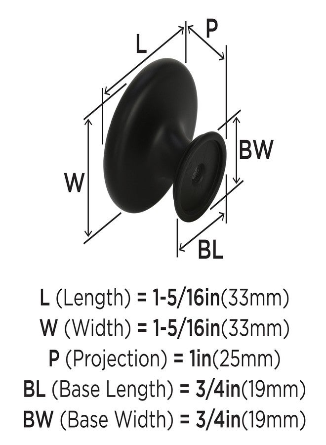 Amerock | Cabinet Knob | Matte Black | 1-5/16 inch (33 mm) Diameter | Inspirations | 1 Pack | Drawer Knob | Cabinet Hardware - Image 3