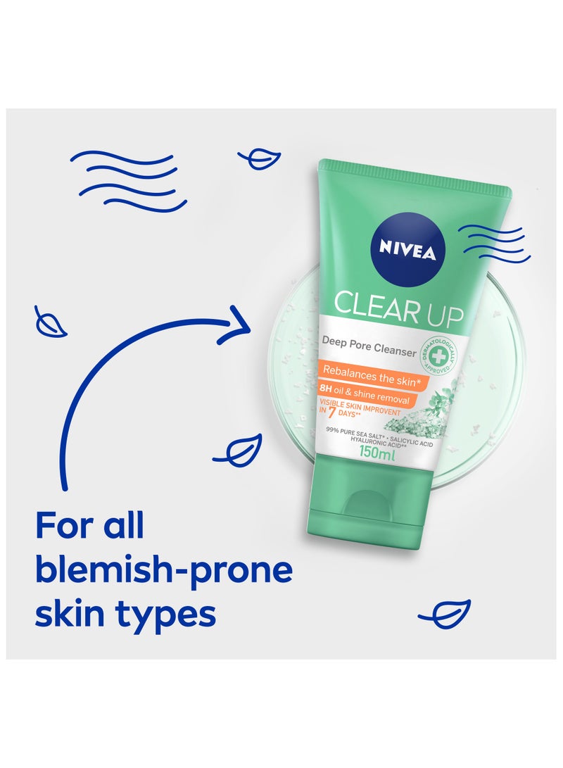 Nivea غسول وجه لتنظيف المسام العميقة مع ملح البحر وحمض الساليسيليك وحمض الهيالورونيك - Image 2