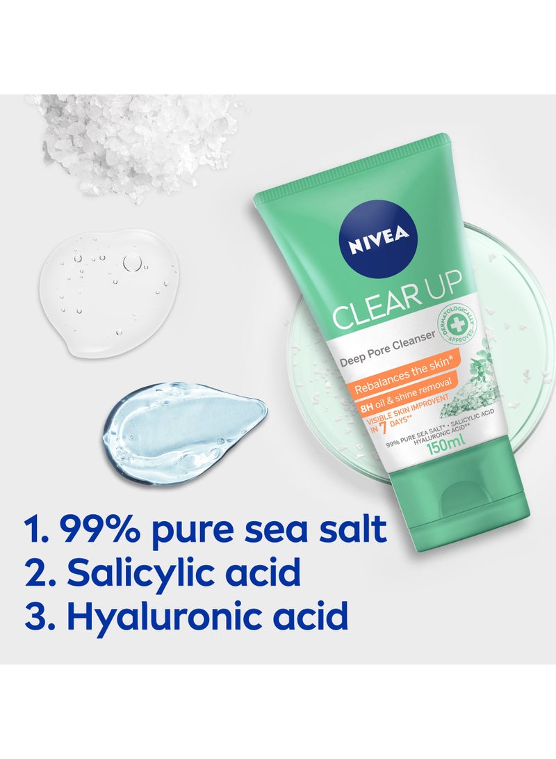 Nivea غسول وجه لتنظيف المسام العميقة مع ملح البحر وحمض الساليسيليك وحمض الهيالورونيك - Image 4