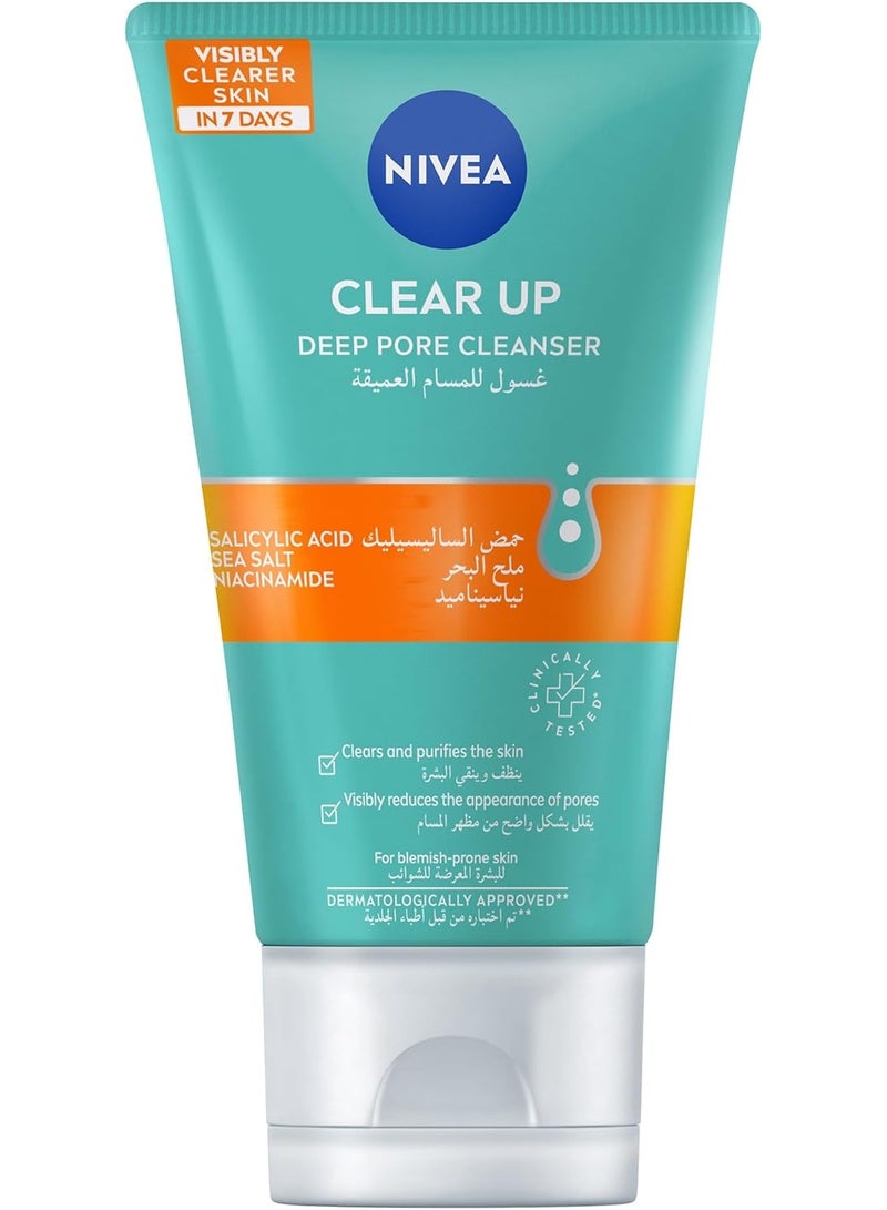 Nivea Face Wash Deep Pore Cleanser Clear Up With Sea Salt Salicylic And Niacinamide - Image 1