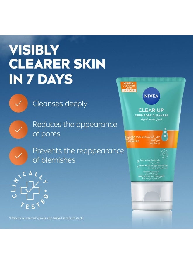 Nivea Face Wash Deep Pore Cleanser Clear Up With Sea Salt Salicylic And Niacinamide - Image 2