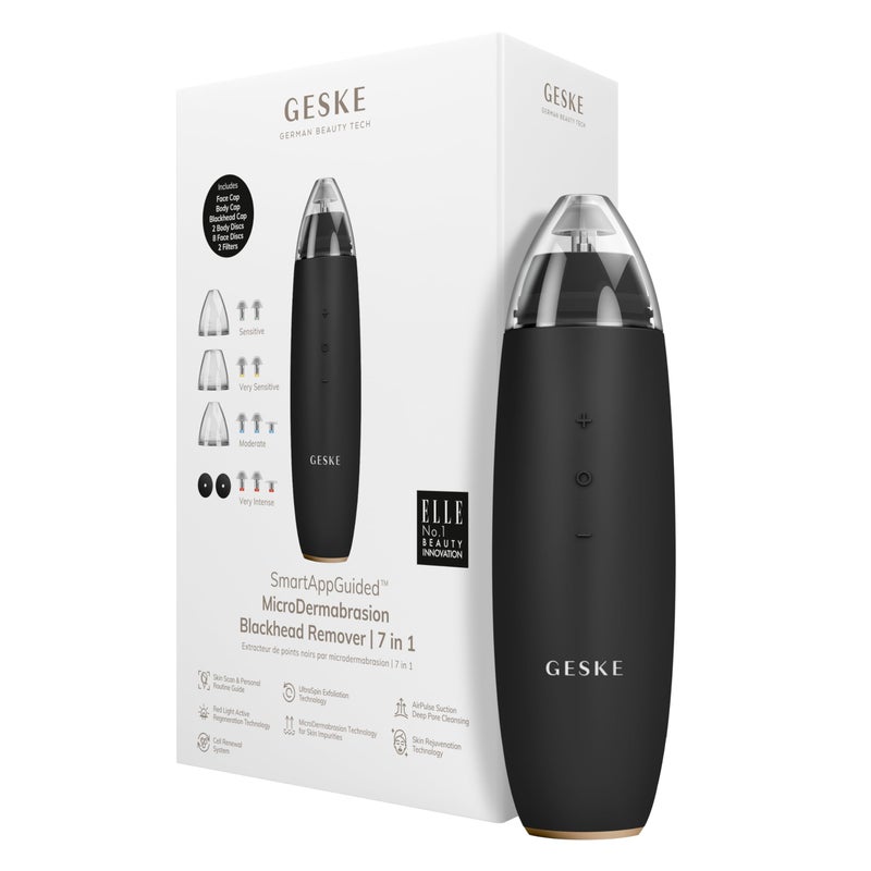 GESKE SmartAppGuided MicroDermabrasion Blackhead Remover  7 in 1  Blackhead Remover  Electric Pore Cleaner  Innovative Vacuum Cup  Beauty Tool  Skin Cleansing Device  Skincare Device