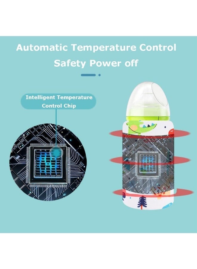 جونيس حافظ دفء زجاجة محمول، مسخن حليب سفر يعمل بالUSB، دافئ زجاجات أطفال للسفر بالسيارة، غطاء تخزين عازل مع منظم حرارة. - Image 5