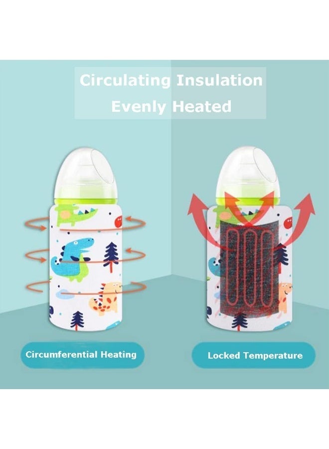 جونيس حافظ دفء زجاجة محمول، مسخن حليب سفر يعمل بالUSB، دافئ زجاجات أطفال للسفر بالسيارة، غطاء تخزين عازل مع منظم حرارة. - Image 3