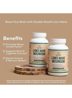 Double Wood Supplements Lions Mane Supplement Mushroom Capsules (Two Month Supply - 120 Count) for Brain Support and Immune Health (Third Party Tested, Grown and Manufactured in The USA) by Double Wood  - Image 3