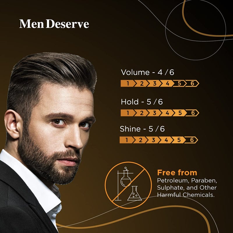 MEN DESERVE مستحضر تصفيف الشعر للرجال 100 جرام - تثبيت قوي ومظهر رطب - خالي من البارابين والكبريتات وهلام البترول - غني بمستخلص أوراق إكليل الجبل وزيت فيتامين E - قائم على الماء - Image 3