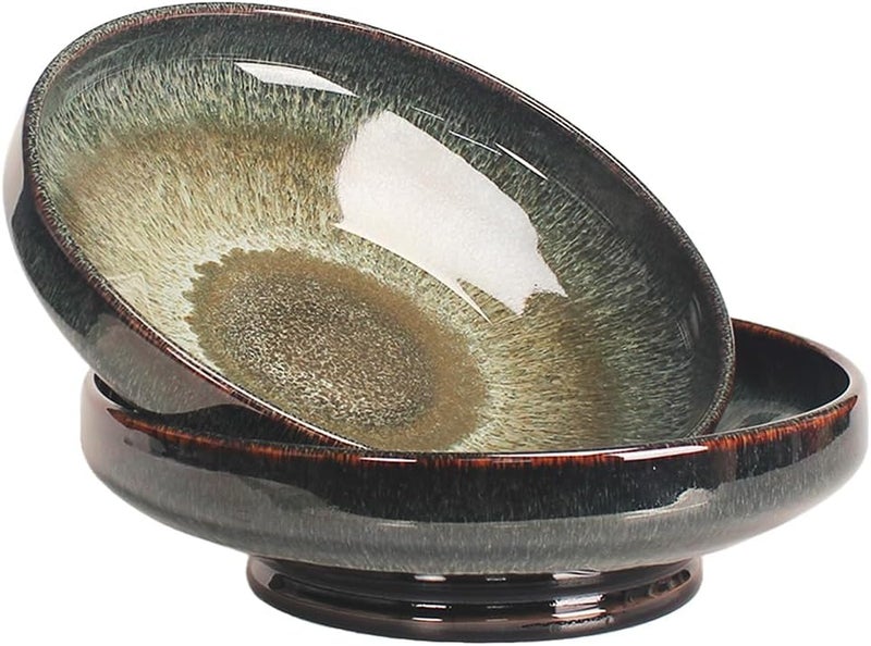 jinsongdafa Soup bowl Soup plate Large Pasta Bowls 26 ounce Set of 2 ServingSaladDinnerdeep PlateWide BowlMicrowave Oven Dishwasher Safe Kitchen Dinnerware Black 8inch - Image 1