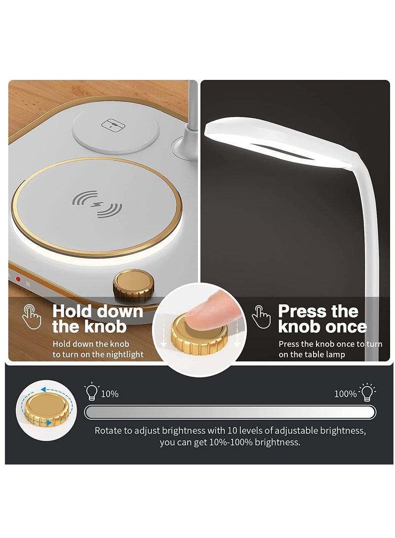 عام محطة شحن لاسلكية 5 في 1 ، محطة شحن لاسلكية سريعة تحتوي على مصباح مكتب LED قابل للتعتيم وضوء ليلي دافئ متوافقة مع iPhone 13 Pro Max / 13/12 Pro Max / 11 و iWatch. - Image 5