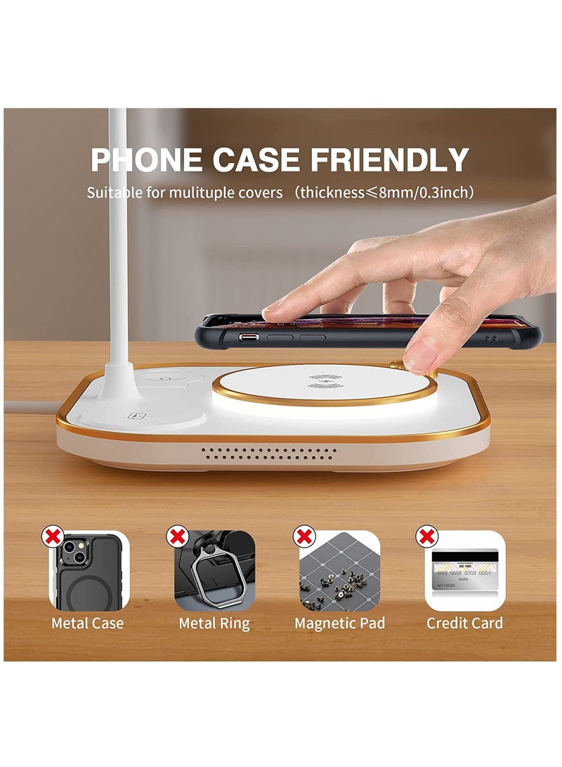 عام محطة شحن لاسلكية 5 في 1 ، محطة شحن لاسلكية سريعة تحتوي على مصباح مكتب LED قابل للتعتيم وضوء ليلي دافئ متوافقة مع iPhone 13 Pro Max / 13/12 Pro Max / 11 و iWatch. - Image 4