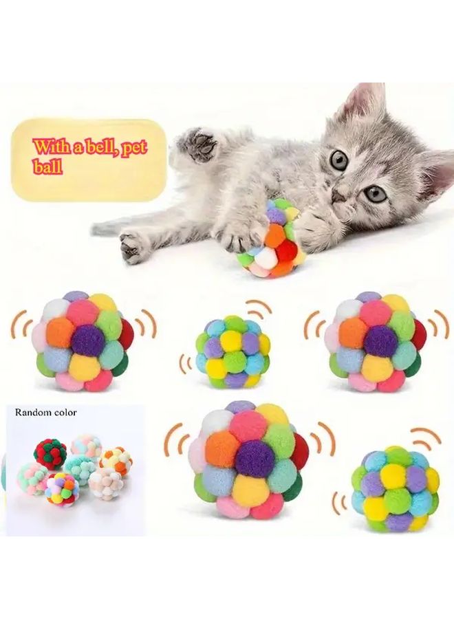 3 قطع كرات لعبة قط عشوائية اللون مع أجراس للحيوانات الأليفة الداخلية - Image 2