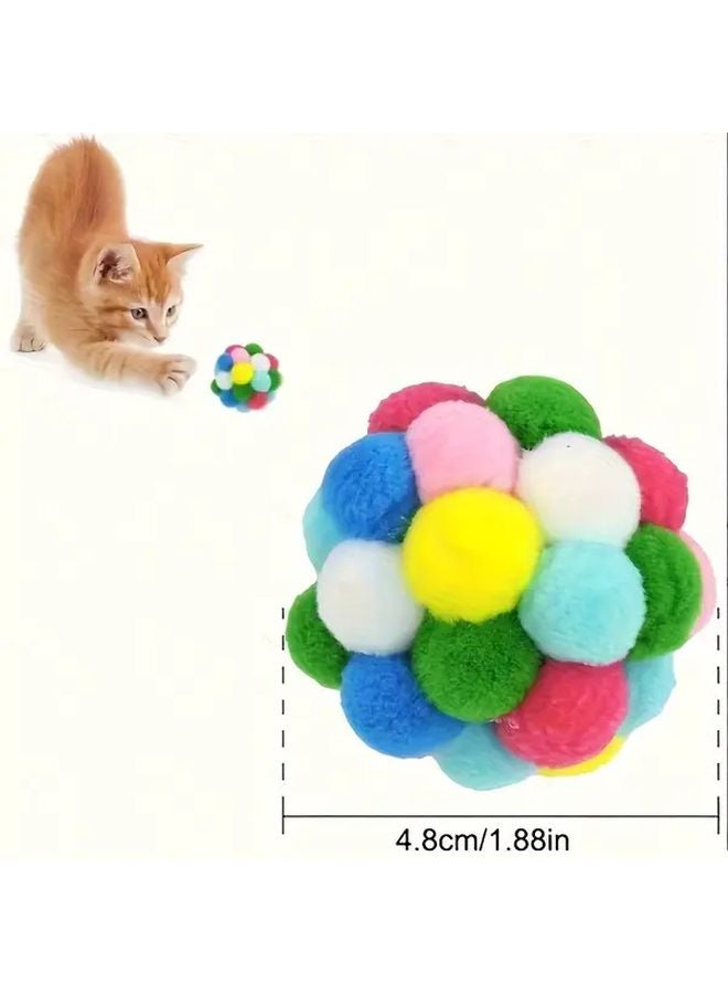 3 قطع كرات لعبة قط عشوائية اللون مع أجراس للحيوانات الأليفة الداخلية - Image 3