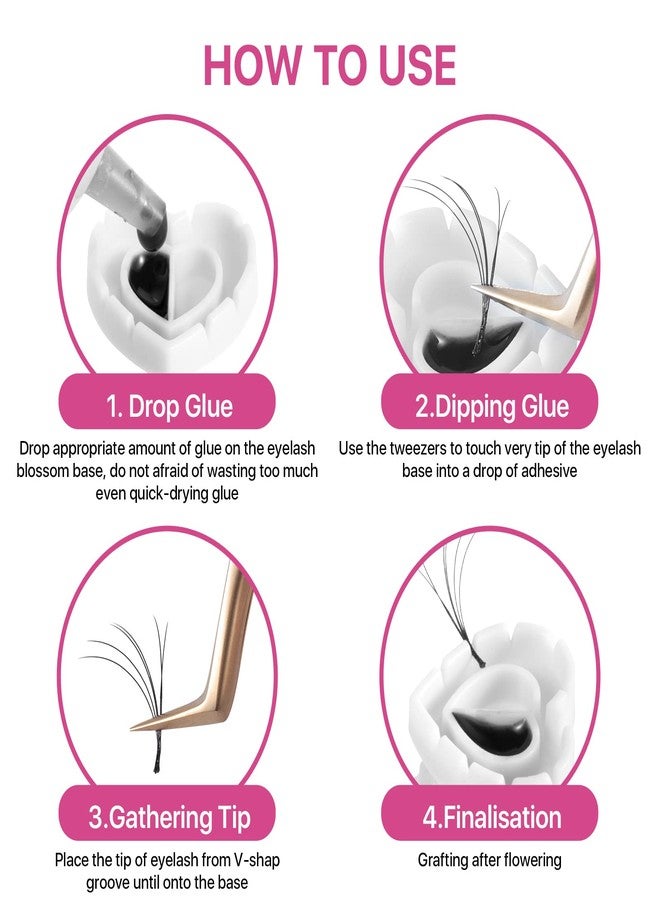 Pretty memory 300 Pcs Glue Rings for Eyelash Extensions, Lovely Heart-Shaped Lash Glue Rings Blooming Eyelash Glue Holder Volume Fanning Cup Lash Extension Supplies(White) - Image 3