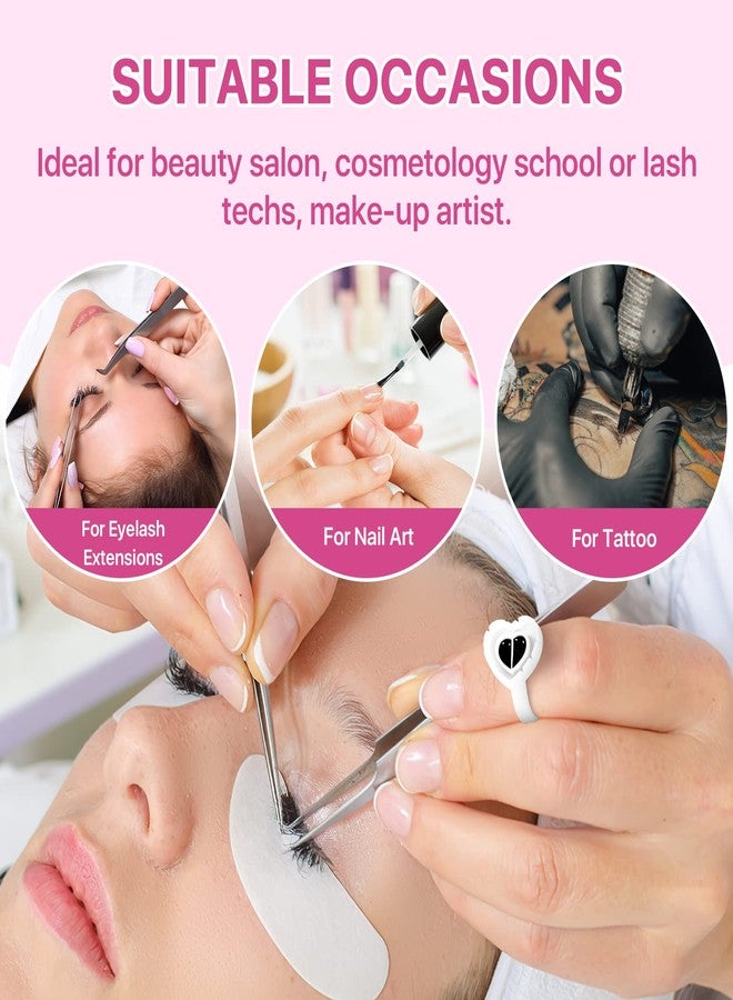 Pretty memory 300 Pcs Glue Rings for Eyelash Extensions, Lovely Heart-Shaped Lash Glue Rings Blooming Eyelash Glue Holder Volume Fanning Cup Lash Extension Supplies(White) - Image 2