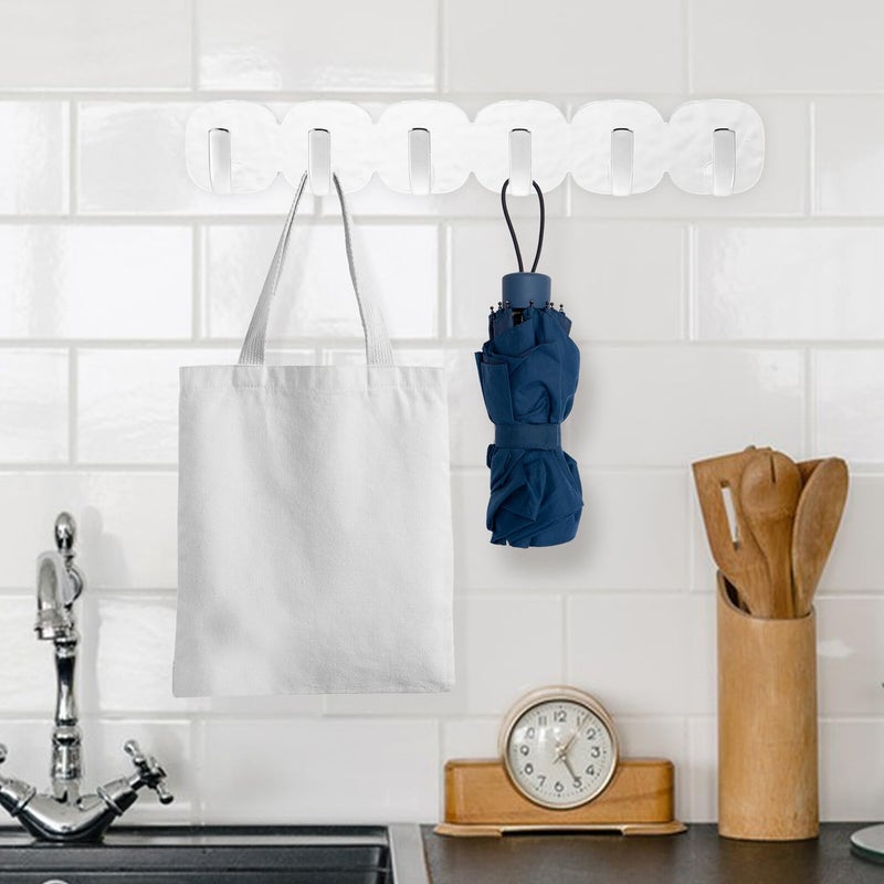 No Drill Wall Hooks 6 Pack Silver Strong Adhesive Damage Resistant for Bathroom Kitchen Entryway - Image 5