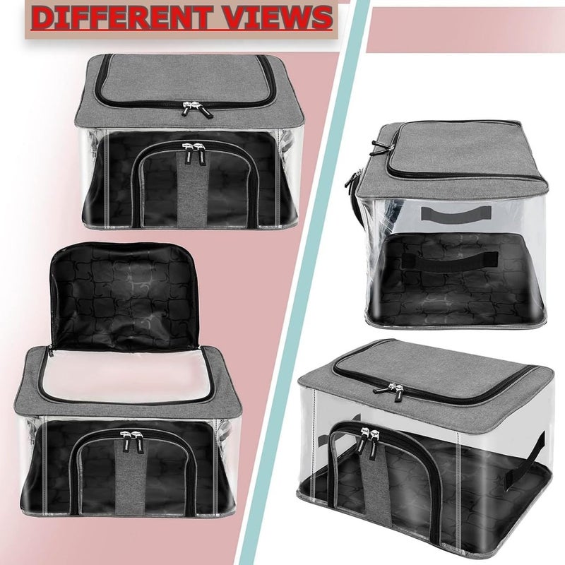 Gladnes 33 L PVC Transparent Moisture Proof Storage box for Clothes Under Bed Closet Wardrobe Organizer Bag for Clothes with Carry Handle Grey 44 x 31 x 24 cm 1 - Image 4