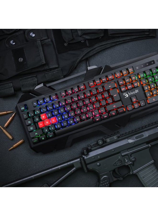 A4tech B150n Blood Hand Phantom Gaming Keyboard Wired, E-sports Membrane Keyboard, Office Home Laptop Desktop Computer Rainbow Backlit Keyboard, Black - Image 2
