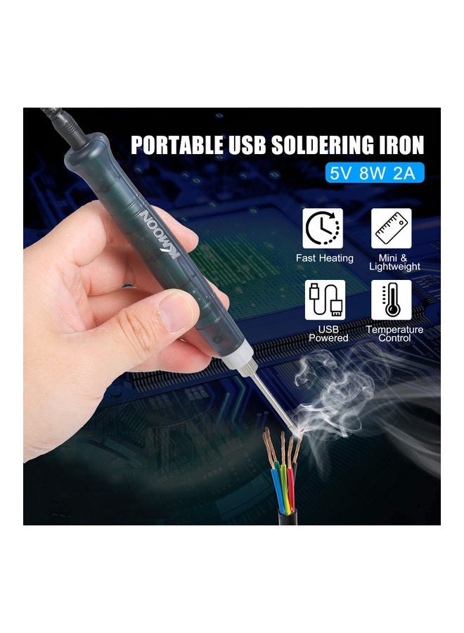 NIBEMINENT Mini Portable Soldering Iron With Accessories Dark Green/Silver 23cm - Image 4
