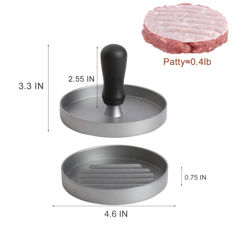 TACGEA Burger Press 150 Patty Papers, Non-Stick Hamburger Patty Maker with Wax Paper, Aluminum Burger Maker for Kitchen BBQ Grill - Image 2