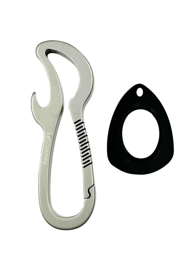 Stainless steel anti-lost keychain carabiner, multifunctional household tool with bottle opener + Air tag protective case - Image 1