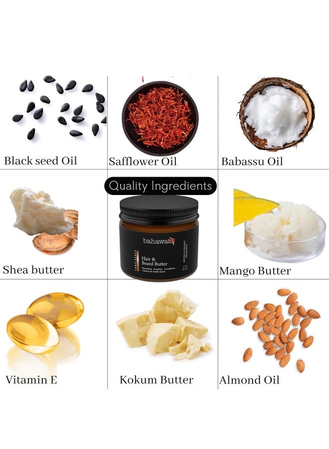 BAHAWAT Hair & Beard Butter For Men Leave-In Conditioner - Tobacco & Vanilla - Strengthen & Soften While Relieving Itch - Made In Usa -Organic Natural Ingredients | The Best Beard Butter - 2 Oz.  - Image 3