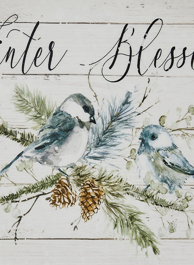 Park Designs Winter Blessings Platter | White Stoneware Serving Tray with Birds & Reactive Glaze | Holiday Entertaining Dish for Christmas Treats | Seasonal Farmhouse Tabletop Accent for Gatherings - Image 3