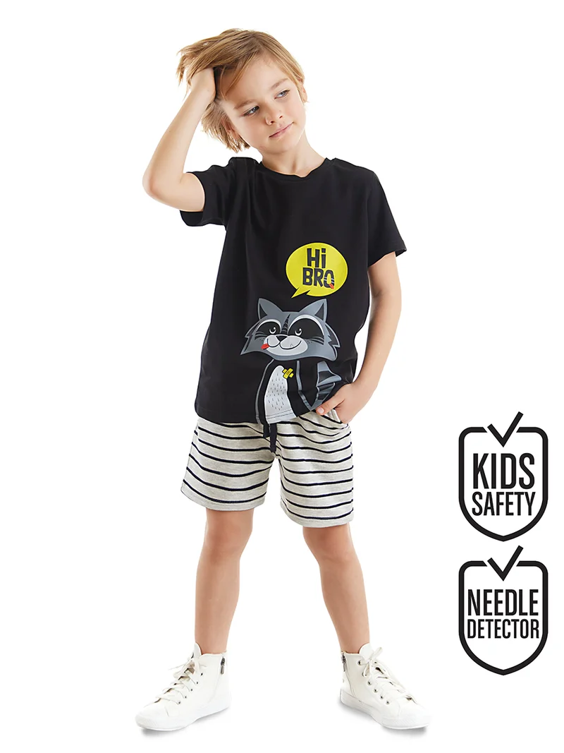 دينوكيدس طقم تي شيرت وشورت للأولاد بتصميم راكون