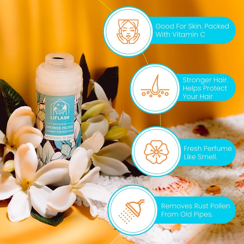 LIFLASH Store Vitamin C Shower Filter for Hard Water, Aromatherapy Softener Purifier, Help with Softer Skin and Hair Enhancement, for Universal Output Showerhead, Easy Installation (MORNING IN BALI) - Image 5