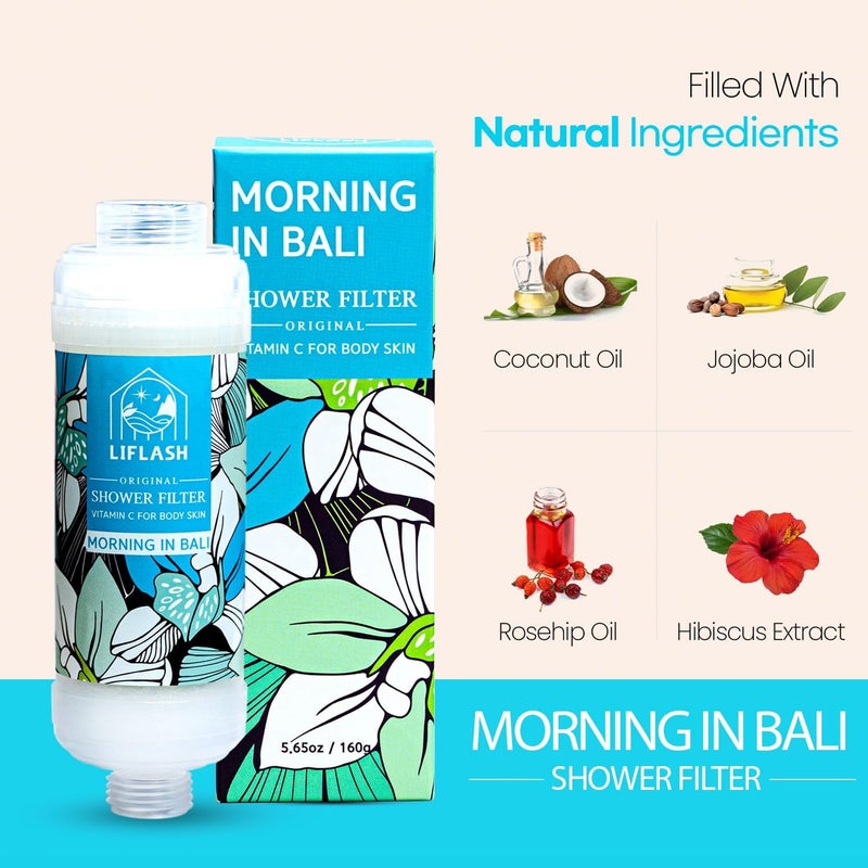 LIFLASH Store Vitamin C Shower Filter for Hard Water, Aromatherapy Softener Purifier, Help with Softer Skin and Hair Enhancement, for Universal Output Showerhead, Easy Installation (MORNING IN BALI) - Image 4