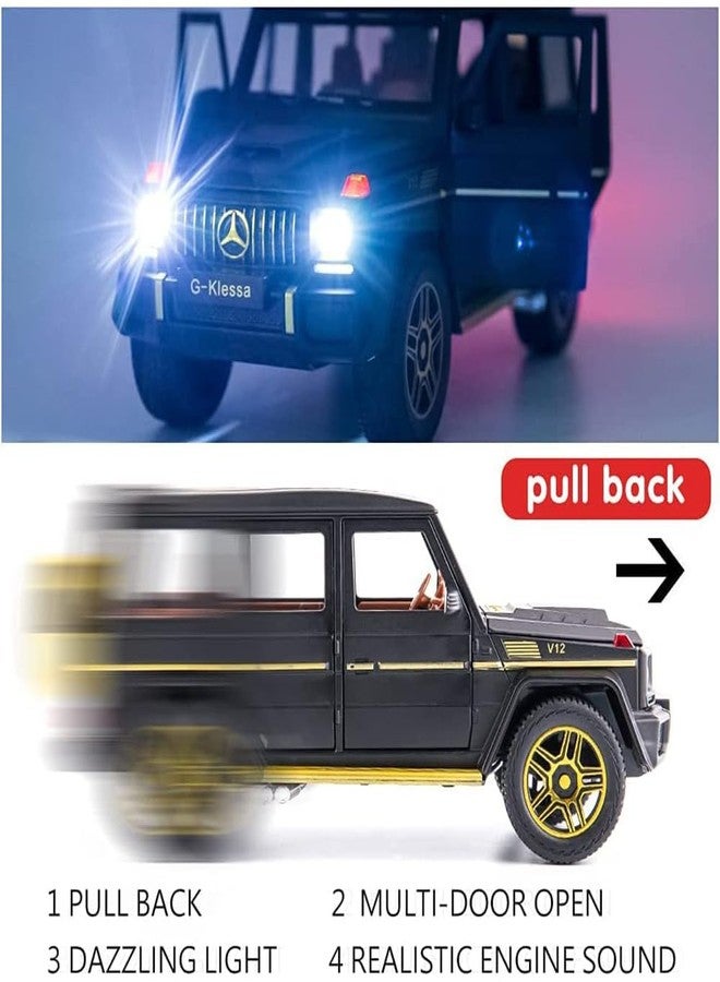 MIRTONICS سيارة لعبة شرطة ميرتونيكس بمقياس 1:24، سيارة لعبة من طراز G Wagon للأطفال، مصنوعة من المعدن المصبوب مع إضاءة وصوت وباب قابل للفتح بالسحب للخلف - Image 3