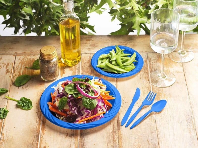 Munfix 1000 Count Blue Silverware Set  334 Plastic Forks  333 Spoons  333 Knives  Medium Weight BPA Free Disposable Cutlery Set  Bulk Combo Pack Flatware Set for Party Supplies - Image 5