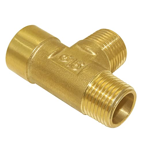 Joywayus Brass Pipe Fitting Barstock Tee 3 Way NPT 1/2" Male x 1/2" Male x 1/2" Female Hose Fitting - Image 4