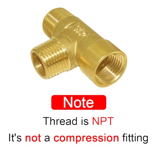 Joywayus Brass Pipe Fitting Barstock Tee 3 Way NPT 1/2" Male x 1/2" Male x 1/2" Female Hose Fitting - Image 3