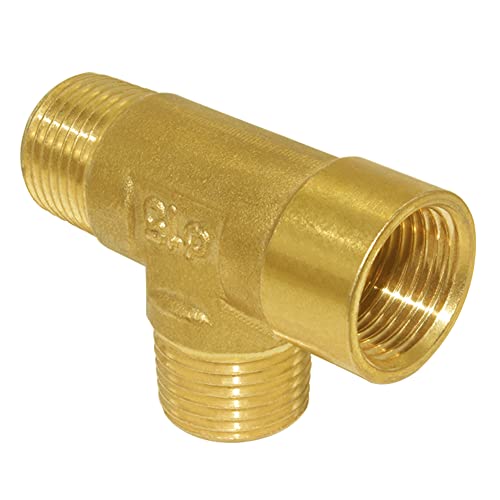 Joywayus Brass Pipe Fitting Barstock Tee 3 Way NPT 1/2" Male x 1/2" Male x 1/2" Female Hose Fitting - Image 5