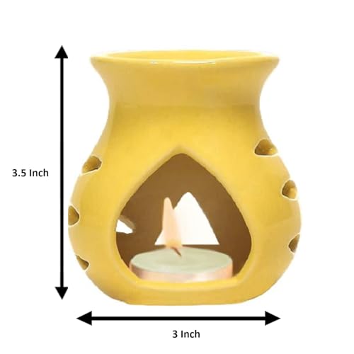 Mkd2 Rise Ceramic Candle Operated Aroma Diffuser Oil Burner Lamp -Set of 6, Multicolour (Red, Yellow, Blue, Black, White & Green) for Fragrance at Home, Office, Hotel - Image 4
