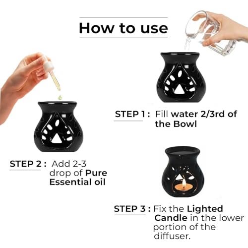 Mkd2 Rise Ceramic Candle Operated Aroma Diffuser Oil Burner Lamp -Set of 6, Multicolour (Red, Yellow, Blue, Black, White & Green) for Fragrance at Home, Office, Hotel - Image 5