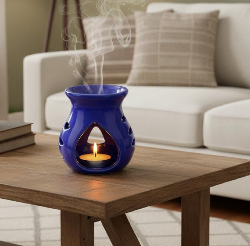 Mkd2 Rise Ceramic Candle Operated Aroma Diffuser Oil Burner Lamp -Set of 6, Multicolour (Red, Yellow, Blue, Black, White & Green) for Fragrance at Home, Office, Hotel - Image 3