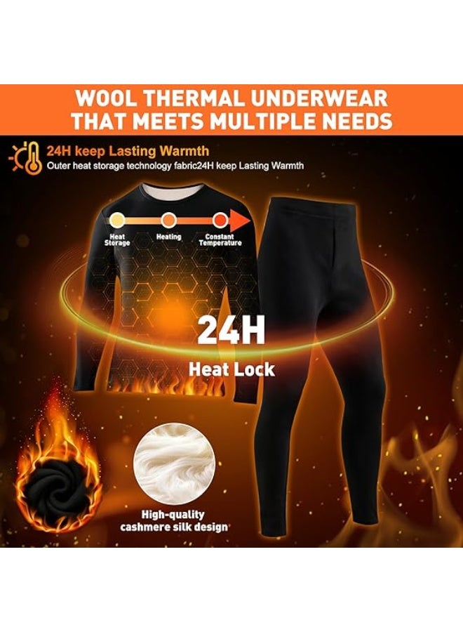 INSIJAM Men's Thermal Underwear Set Long Johns Ultra Soft Fleece Men Long Sleeve Pajama Top and Bottom Set Lined Base Layer Set for Cold Weather - Image 3