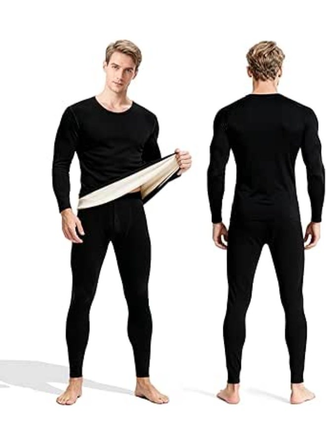 INSIJAM Men's Thermal Underwear Set Long Johns Ultra Soft Fleece Men Long Sleeve Pajama Top and Bottom Set Lined Base Layer Set for Cold Weather - Image 1