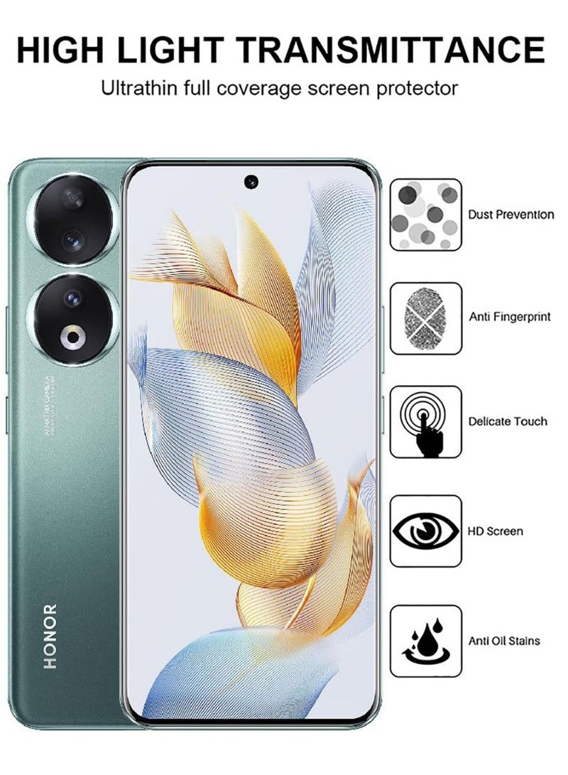 جلاس لاصقة حماية زجاجية للشاشة بتغطية كاملة منحنية الأطراف بغراء كامل لهاتف هونر 90 5G - أسود - Image 2