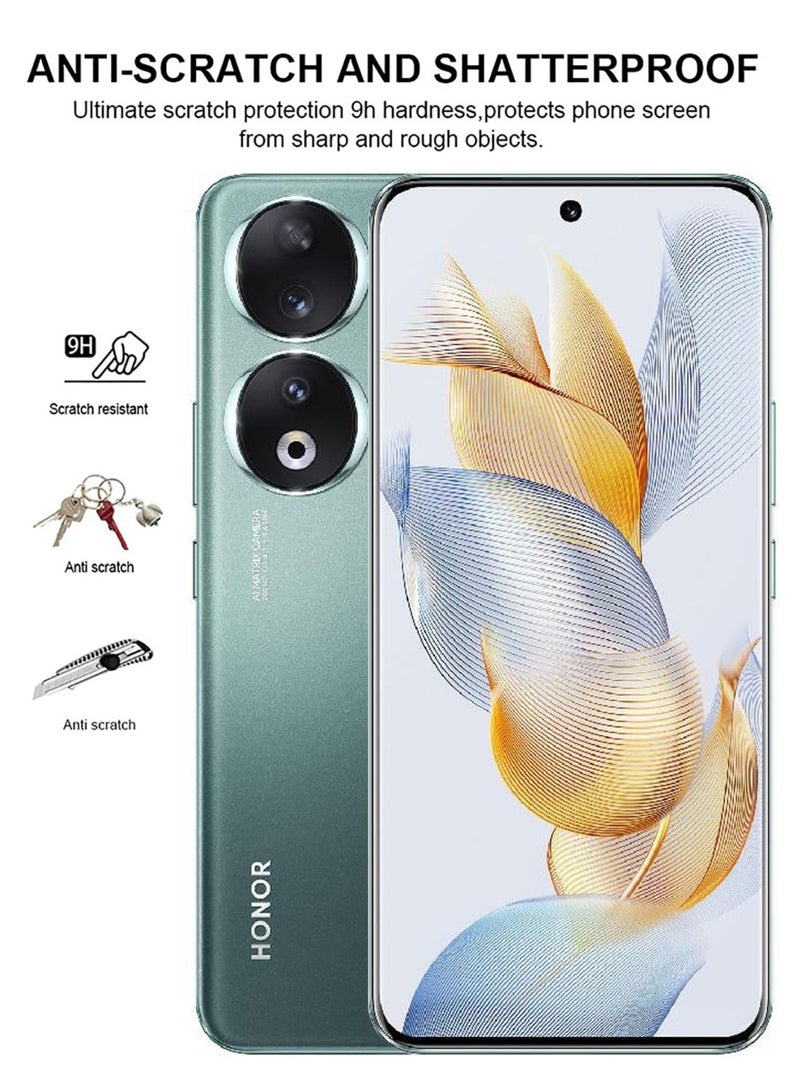 جلاس لاصقة حماية زجاجية للشاشة بتغطية كاملة منحنية الأطراف بغراء كامل لهاتف هونر 90 5G - أسود - Image 3