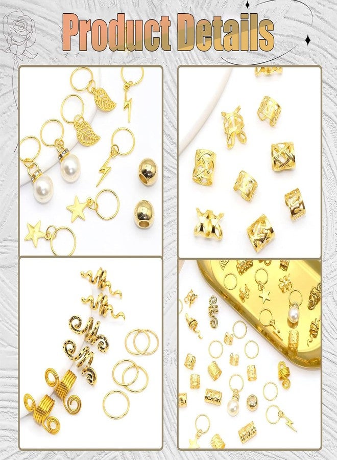 MASSMOT 217PCS Hair Jewelry for Women Braids Hair Charms for Dreadlocks, Adjustable Metal Hair Pendants Rings Cuffs Clips Hair Extension Accessories for Girls - Image 4