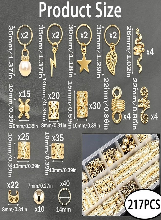MASSMOT 217PCS Hair Jewelry for Women Braids Hair Charms for Dreadlocks, Adjustable Metal Hair Pendants Rings Cuffs Clips Hair Extension Accessories for Girls - Image 2