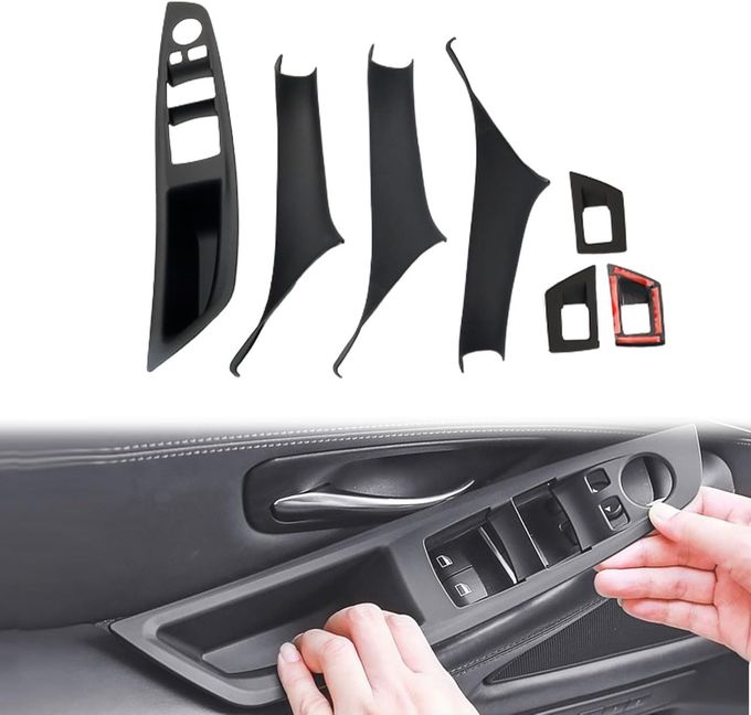 BJchiwu 7 Piece Door Handle Kit for BMW 5 Series F10/F11 (2010-2016) - Black