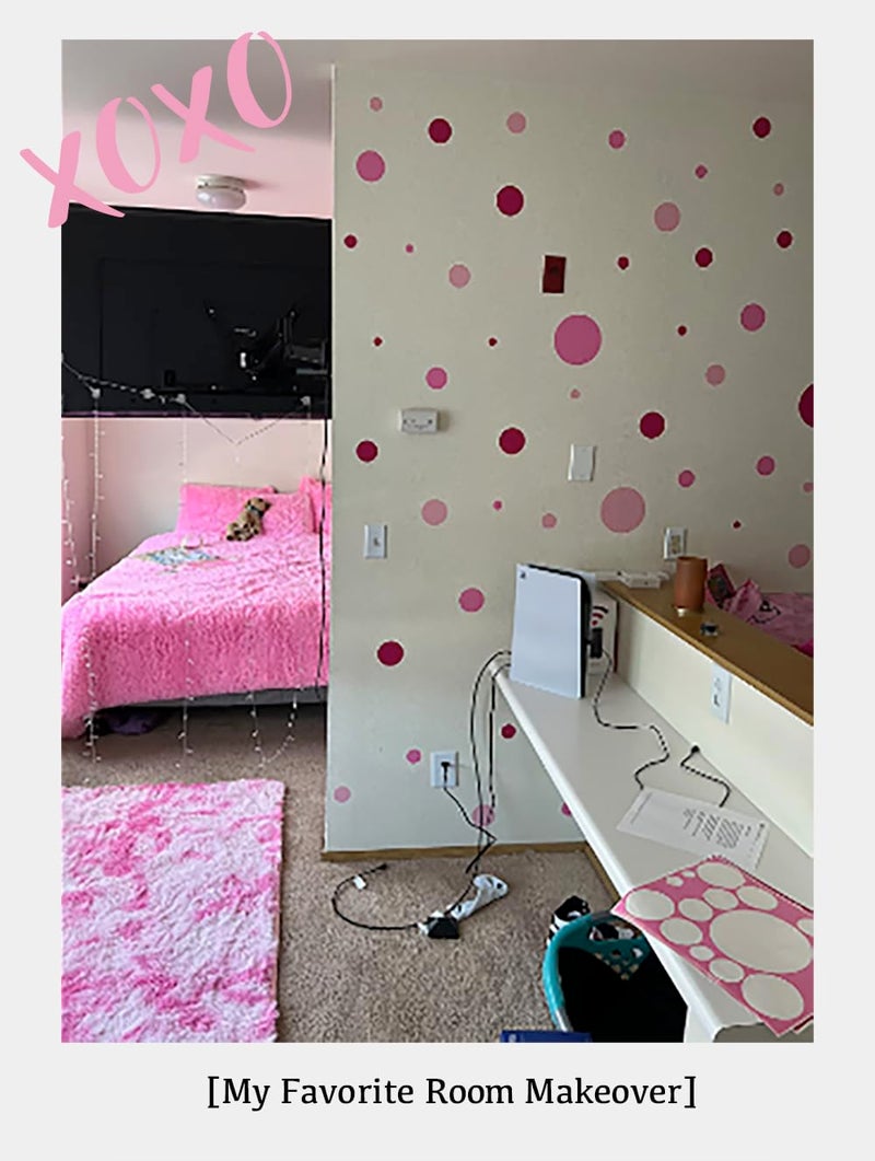 Create-A-Mural Pastel Polka Dot Wall Decals -Girls Room Decor Stickers Living Room Bedroom, Bathroom, Playroom, Baby Nursery Toddler to Teen DIY Decoration (Pink) - Image 2